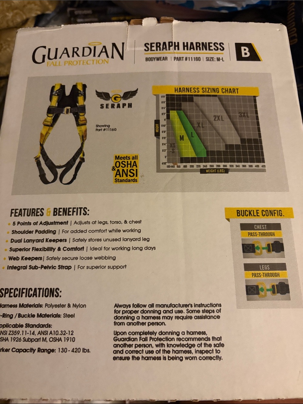 Alberto Guardian Seraph Safety Harness in Yellow and Black